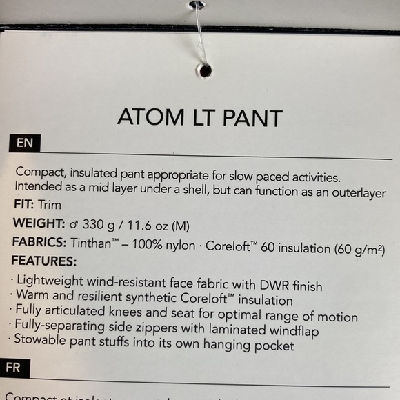 Arc'teryx Essentials NWT Atom LT Pants Wolf Grey Men’s  XL Ski Snow Winter Gorp - Picture 11 of 16